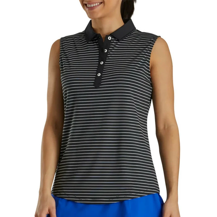 FootJoy Sleeveless Pinstripe Shirt Golf Polo 2021 Women 4 FootJoy Sleeveless Pinstripe Shirt Golf Polo 2021 Women - Image 2
