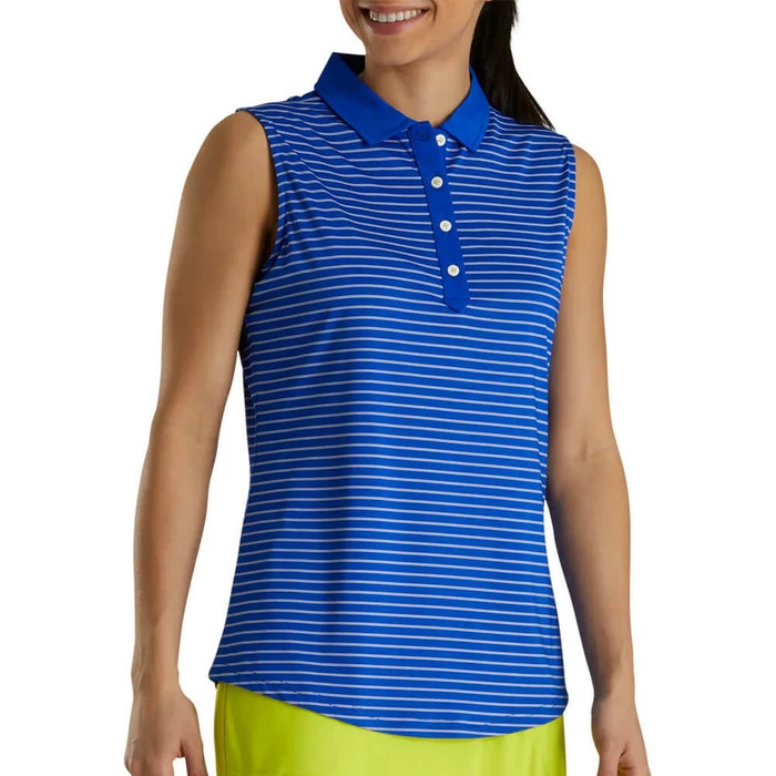 FootJoy Sleeveless Pinstripe Shirt Golf Polo 2021 Women 8 FootJoy Sleeveless Pinstripe Shirt Golf Polo 2021 Women - Image 6
