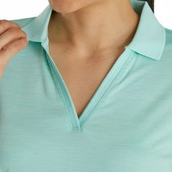 FootJoy Open Placket Spacedye Short Sleeve Golf Polo 2021 Women -TravisMathew Shop ann2129 aquamarine white 3 81986.1627461171