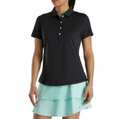 FootJoy Solid Lisle Self Collar Golf Polo 2022 Women -TravisMathew Shop ann2782 black 2 45872.1647055429