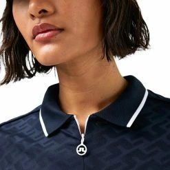 J.Lindeberg Galiah Golf Polo 2022 Women -TravisMathew Shop ann2826 navy jacquard bridge monogram 5 41479.1655277531
