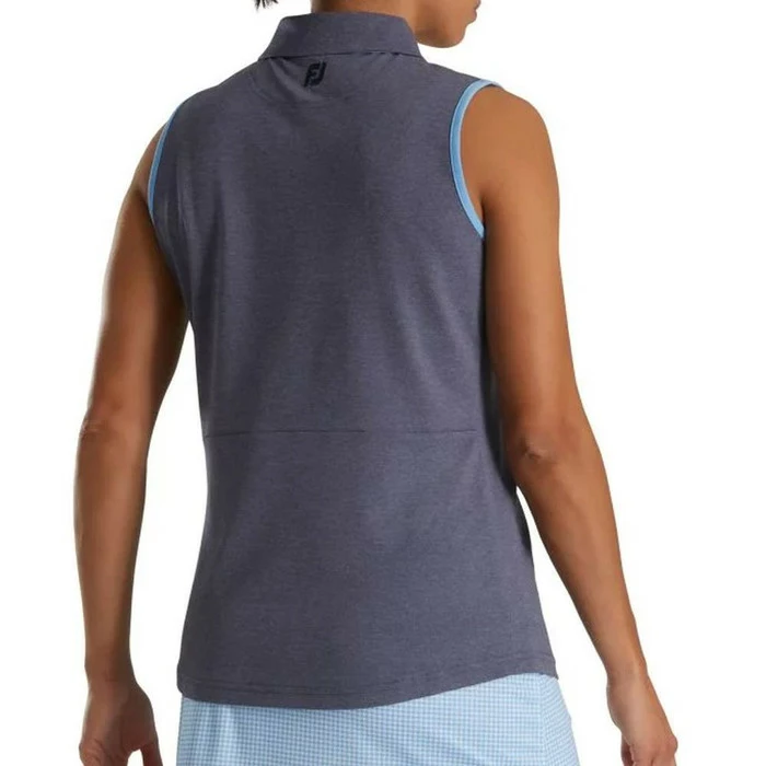 FootJoy Sleeveless Houndstooth Trim Pique Golf Polo 2022 Women 6 FootJoy Sleeveless Houndstooth Trim Pique Golf Polo 2022 Women - Image 4