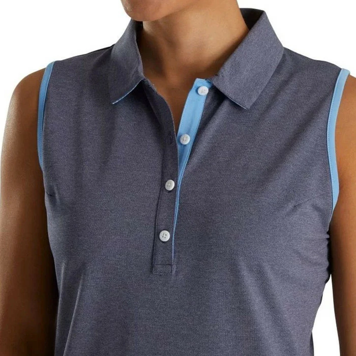 FootJoy Sleeveless Houndstooth Trim Pique Golf Polo 2022 Women 7 FootJoy Sleeveless Houndstooth Trim Pique Golf Polo 2022 Women - Image 5