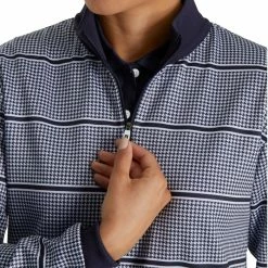 FootJoy Half Zip Houndstooth Print Midlayer Golf Pullover 2022 Women -TravisMathew Shop ann3223 navy 4 38704.1662535292