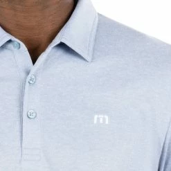 TravisMathew Wilderness Longsleeve Golf Polo 2022 -TravisMathew Shop ann3608 heather faded denim 4 70829.1669449943