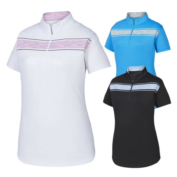 FootJoy Baby Pique Engineered Stripe Zip Golf Polo 2019 Women 3 FootJoy Baby Pique Engineered Stripe Zip Golf Polo 2019 Women