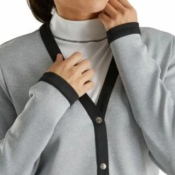 FootJoy Jersey Cardigan Golf Sweater 2020 Women -TravisMathew Shop car0943 heather gray black 4 08344.1581399222