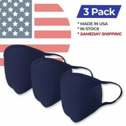 Golfio Washable Navy Fashion Double Layer Fabric Face Mask - 3 Pack Made In USA -TravisMathew Shop jjr0010 navy 1 1 19645.1594071008